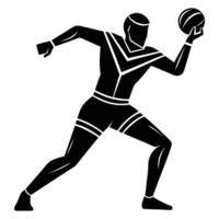 Flat design of a man who play basketball silhouette on white background vector