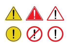 Set of Warning Signs on white background vector