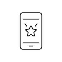 Smartphone With Star Icon. Mobile App Rating, User Feedback, And Review System Outline Symbol. Customer Satisfaction And Quality Assurance. Editable Stroke. Isolated Illustration vector
