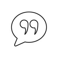 Quotation Marks In Speech Bubble Line Icon. Communication, Quoting, And Dialogue Representation Outline Symbol. Text And Conversation Emphasis. Editable Stroke. Isolated Illustration vector