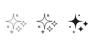 Stars And Sparkles Icon Line And Solid Icon Set. Shining Decorative Element Symbol Collection. Isolated Illustration vector