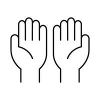 Two Raised Hands Line Icon. Celebration, Praise, And High Five Gesture Outline Symbol. Positive Expression And Agreement. Editable Stroke. Isolated Illustration vector