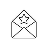 Open Envelope With Star Line Icon. Special Invitation, Vip Access, And Exclusive Offer Outline Symbol. Premium Communication And Recognition. Editable Stroke. Isolated Illustration vector
