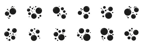Soap Bubbles Solid Icon. Group Of Floating Soapy Air Bubbles With Reflective Highlights Silhouette Symbol. Isolated Illustration vector