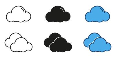 Cloud line and solid icon set. Weather and nature symbol collection. Isolated illustration vector
