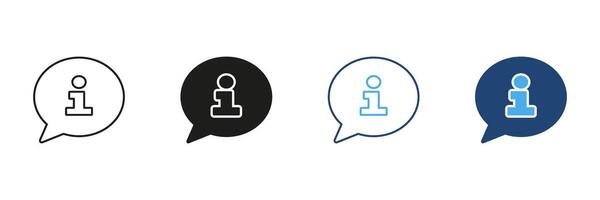 Information Speech Bubble Icon Set. Communication, Customer Support, And Help Center Outline And Silhouette Symbol Collection. User Assistance And Guidance. Isolated Illustration vector