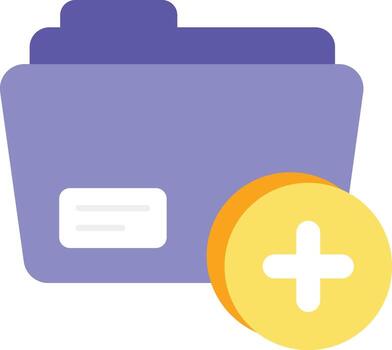 a file folder with a coin and a plus sign vector