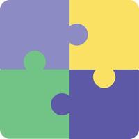 four pieces of puzzle pieces in different colors vector