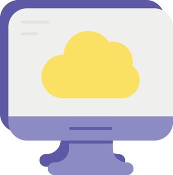a computer monitor with a cloud on it vector