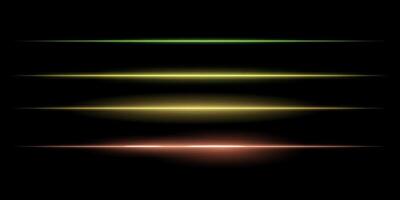A set of four different colored lines on a black background vector