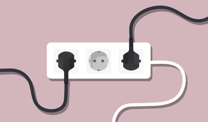 An electric outlet with two plugs connected to it