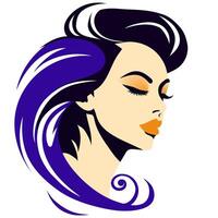 A woman with long hair and purple eyes vector