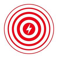 A red and white circular target with a lightning bolt vector