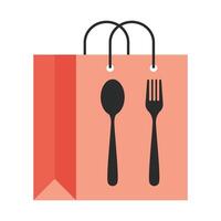 A shopping bag with a fork and spoon vector