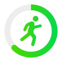 A green circle with a man running in it vector