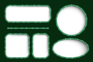 A set of four oval frames with green lights vector