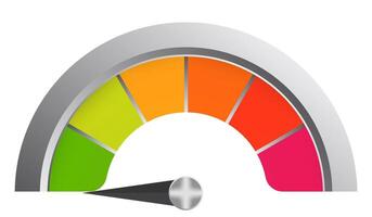 A colorful meter with a black and white arrow vector