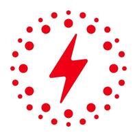 A red lightning bolt in a circle with dots vector