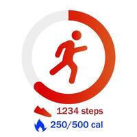 A running app with a person running on a red circle vector