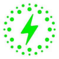 A green lightning bolt in a circle with dots vector