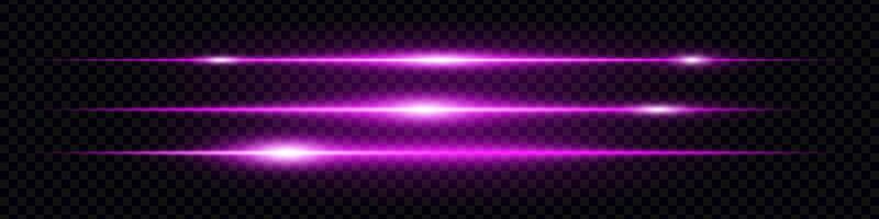 A set of glowing purple lines on a black background vector