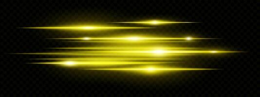 Yellow glowing light effects on black background vector
