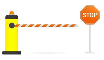 Stop sign and barrier on white background vector