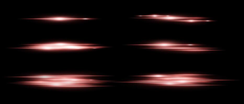A set of glowing light effects on a black background