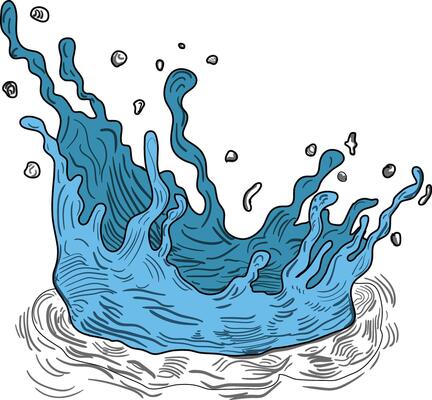 Splash of Water in Hand Drawn Style