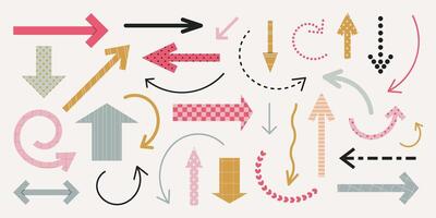 Set of different arrows. Isolated elements. vector