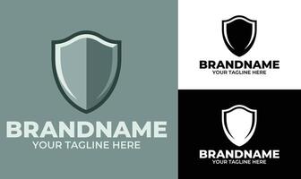 Minimal shield logo design template for security company tech startup or privacy protection brand vector