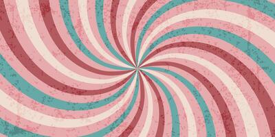 Abstract retro banner with swirl and grunge texture. Damaged wall in 70s groovy style. old-fashioned background. vector