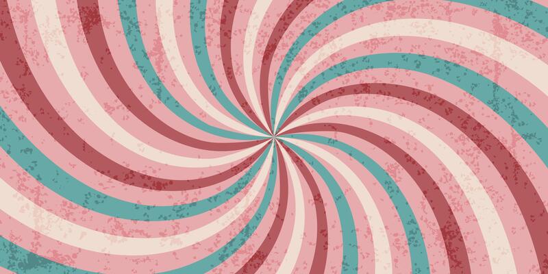 Abstract retro banner with swirl and grunge texture. Damaged wall in 70s groovy style. old-fashioned background.