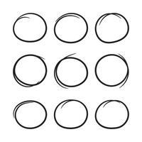 Hand drawn scribble circle set vector