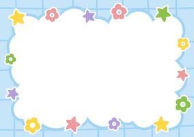 cute frame with stars and flowers vector