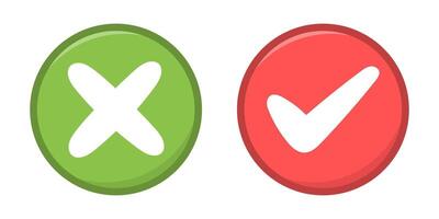 Cross and check mark symbol set vector