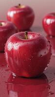 red apples with water drops photo