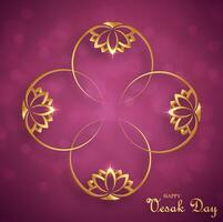 Happy Vesak Day card with lotus flowers elements vector