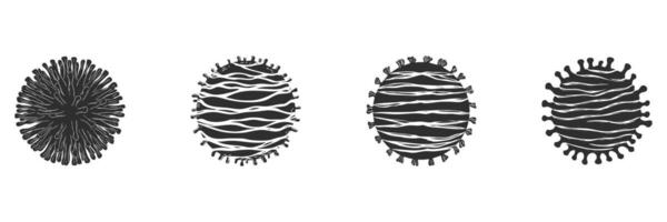 Virus And Bacteria Silhouette Set. Microorganism Diversity And Structure. Isolated Illustration Collection vector