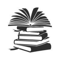 Stack Of Books With Open Book On Top Silhouette Illustration. Knowledge And Education Concept Isolated Illustration vector