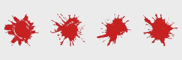 Red Paint Splatter Silhouette Set. Creative Expression And Art Design Elements Isolated Illustration Collection vector