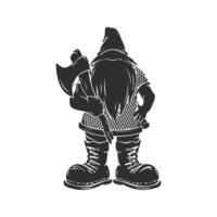 Gnome With Axe Silhouette Illustration. Fantasy Character, Strength, And Adventure Theme Isolated Illustration vector