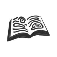 Open Book With Abstract Patterns Silhouette Illustration. Creativity And Imagination Concept Isolated Illustration vector