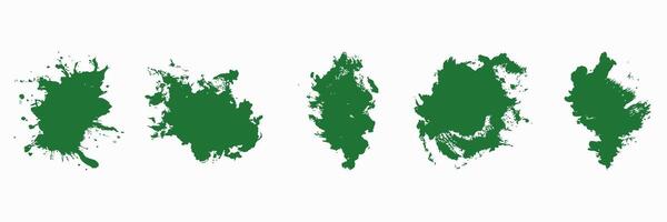 Green Ink Splatter Silhouette Set. Creative Abstract Art Elements For Design Projects. Isolated Illustration Collection vector