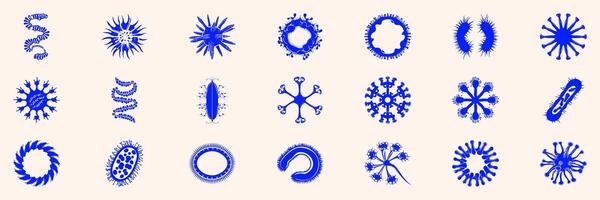 Abstract Microorganism Virus Silhouette Set. Biological Diversity And Microscopic Life Forms Isolated Illustration Collection vector