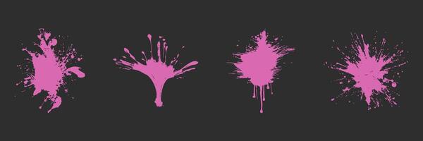 Pink Paint Splatter Set. Creative Expression And Art Design Elements Isolated Illustration Collection vector