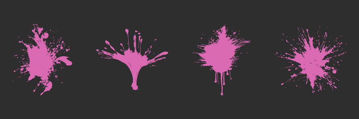 Pink Paint Splatter Set. Creative Expression And Art Design Elements Isolated Illustration Collection