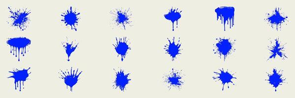 Blue Paint Splatter Silhouette Set. Creative Art Elements For Design Projects. Isolated Illustration Collection vector