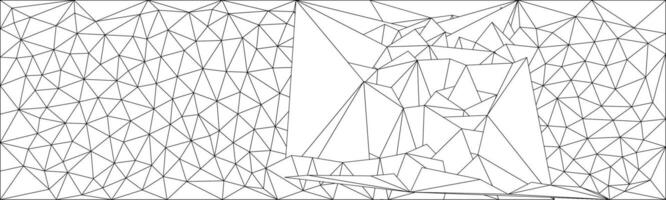 Abstract wireframe mesh made of interconnected black lines forming irregular polygons and triangles, creating a low poly geometric structure on a white background. vector
