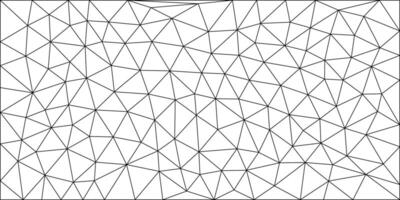 Geometric black line mesh on a white background forming irregular triangles, creating a modern, abstract low-poly wireframe texture. vector